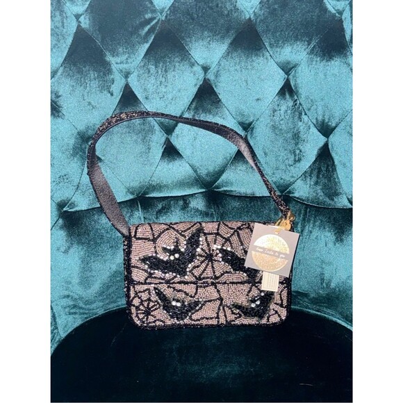 From India to You Handbags - NWT Viral From India to You Beaded Halloween Bat & Cobweb Shoulder Bag